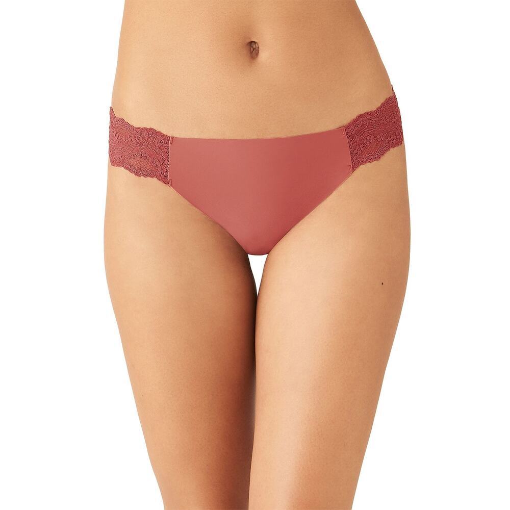 B.tempt'd by Wacoal B.bare Lace-Panel Thong 976267 Marsala Size XL